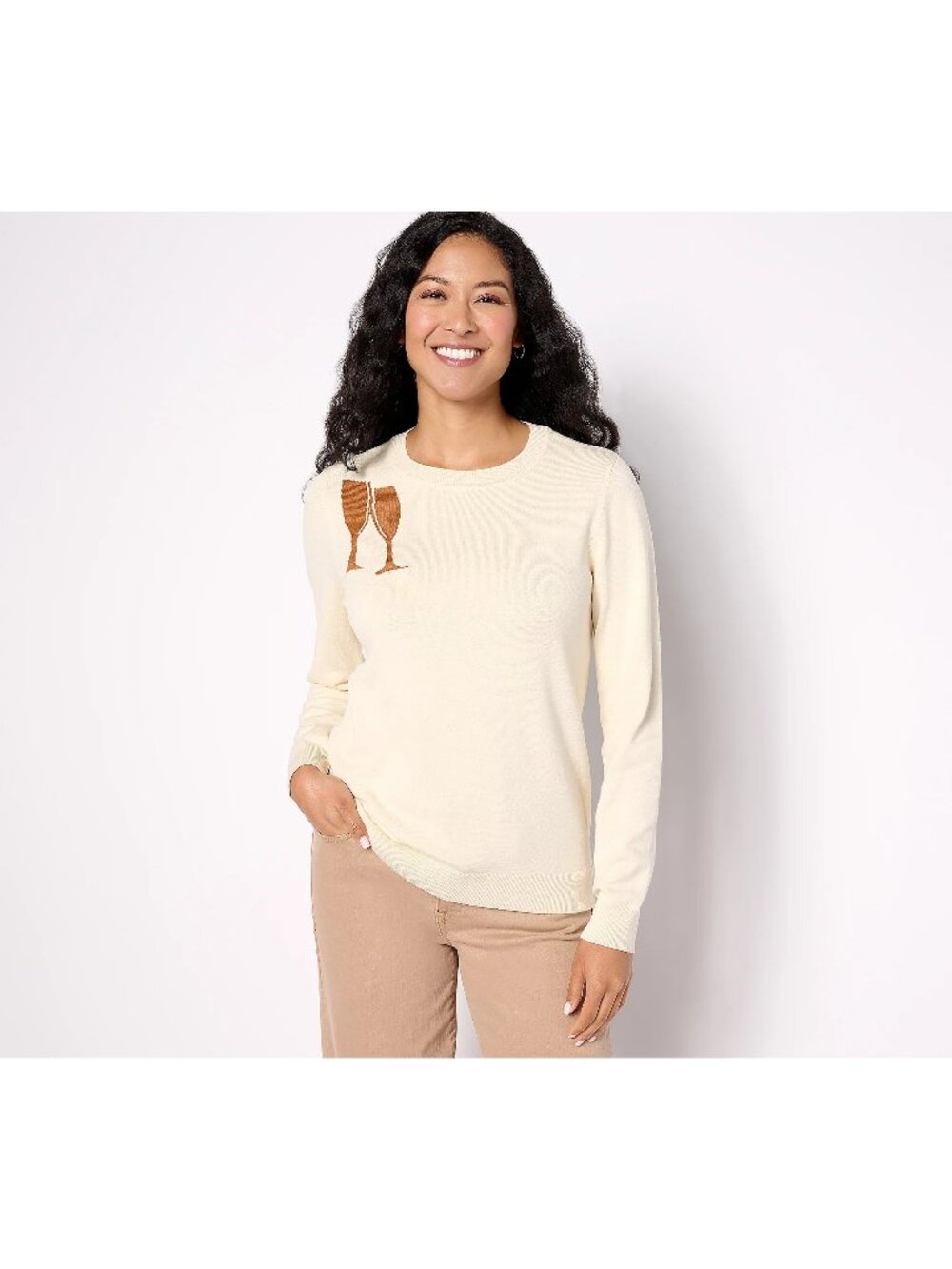 Studio Park x Alberti Popaj Icon Sweater 3X Crewneck Long Sleeve Champagne Knit